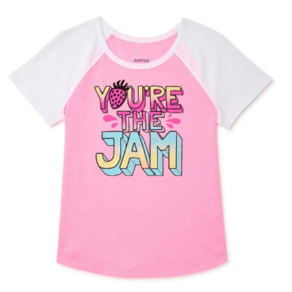 NWT Girls Justice Retro Raglan T-Shirt
